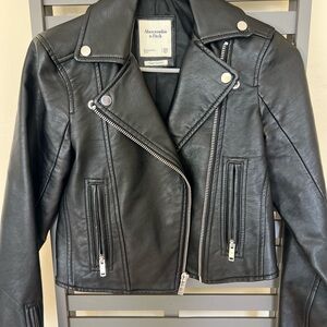 Abercrombie & Fitch Women's Black Leather Biker Jacket